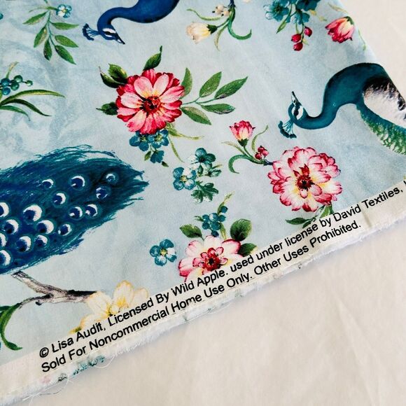 Peacock Fabric Animal Cotton Fabric Quilting Sewing David Textiles 48" x 44" - Picture 4 of 4